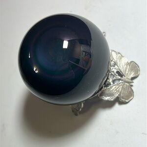 🌟🌟Black Obsidian Silver Lava Sphere🌟🌟